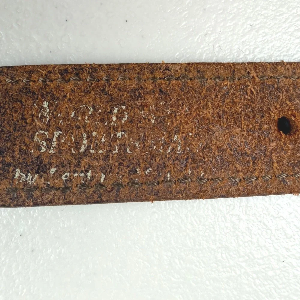 Orvis Mens Leather Canvas Belt Embroidered Tarpon Fish Brown Tan Size 38